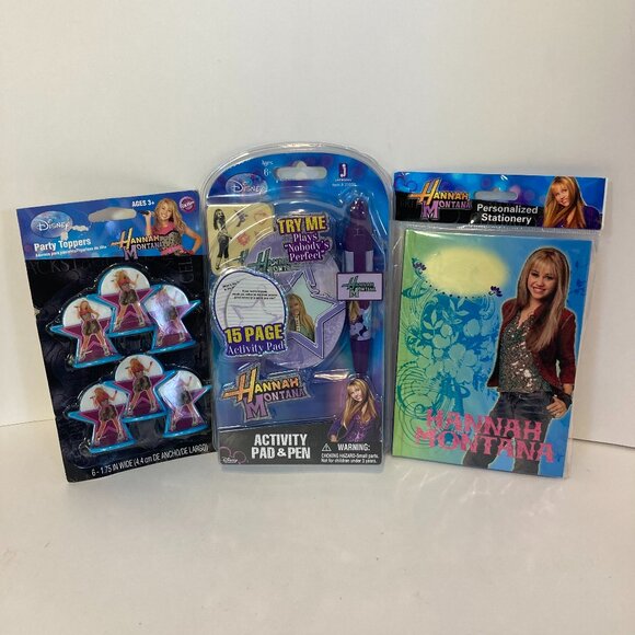 New Disney Hannah Montana Lot of Party Toppers Notebook Activity Pad Singing Pen - Picture 1 of 7